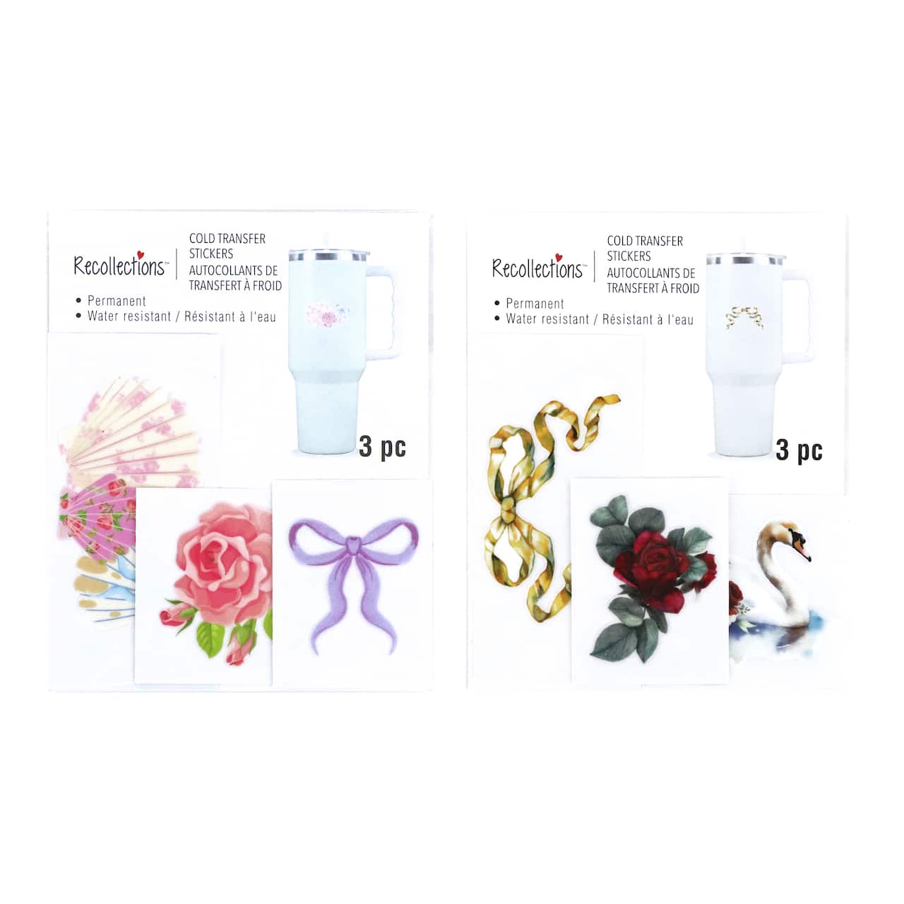Assorted Roses & Bows Cold Transfer Stickers, 3pc. by Recollections™
